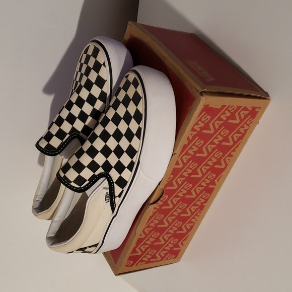 Vans Classic Slip-On Platform Checker Black White (Like New)